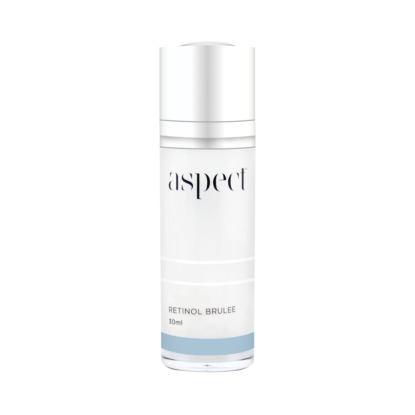 Aspect Retinol Brulee in a 30ml cylindrical white pump bottle.
