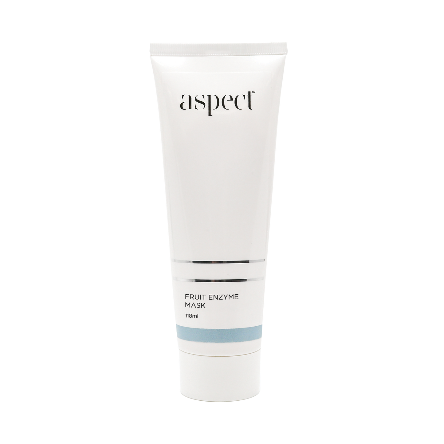 Aspect Fruit Enzyme Mask, 118ml white squeeze tube with light blue and silver branding, exfoliating and hydrating mask.