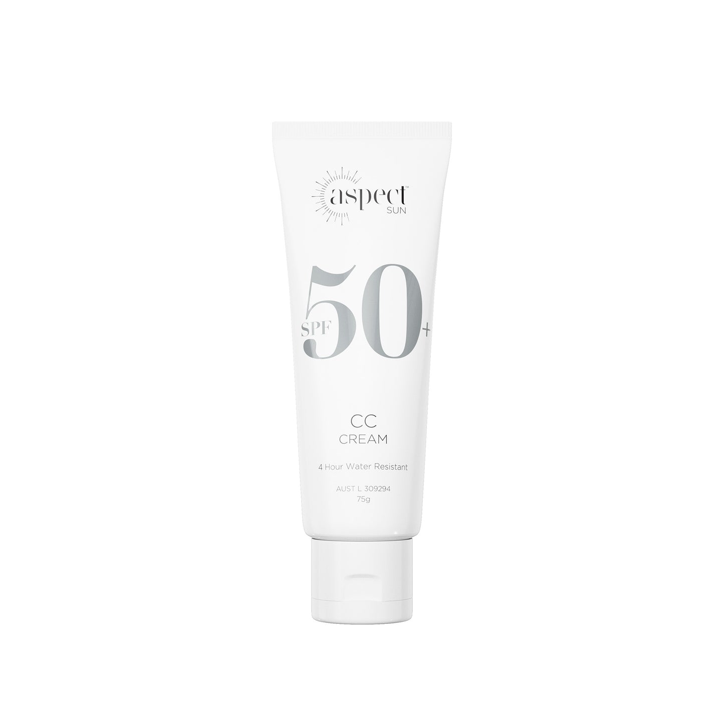 Aspect Sun CC Cream SPF50+, 75g white  squeeze tube, cc cream for daily protection.