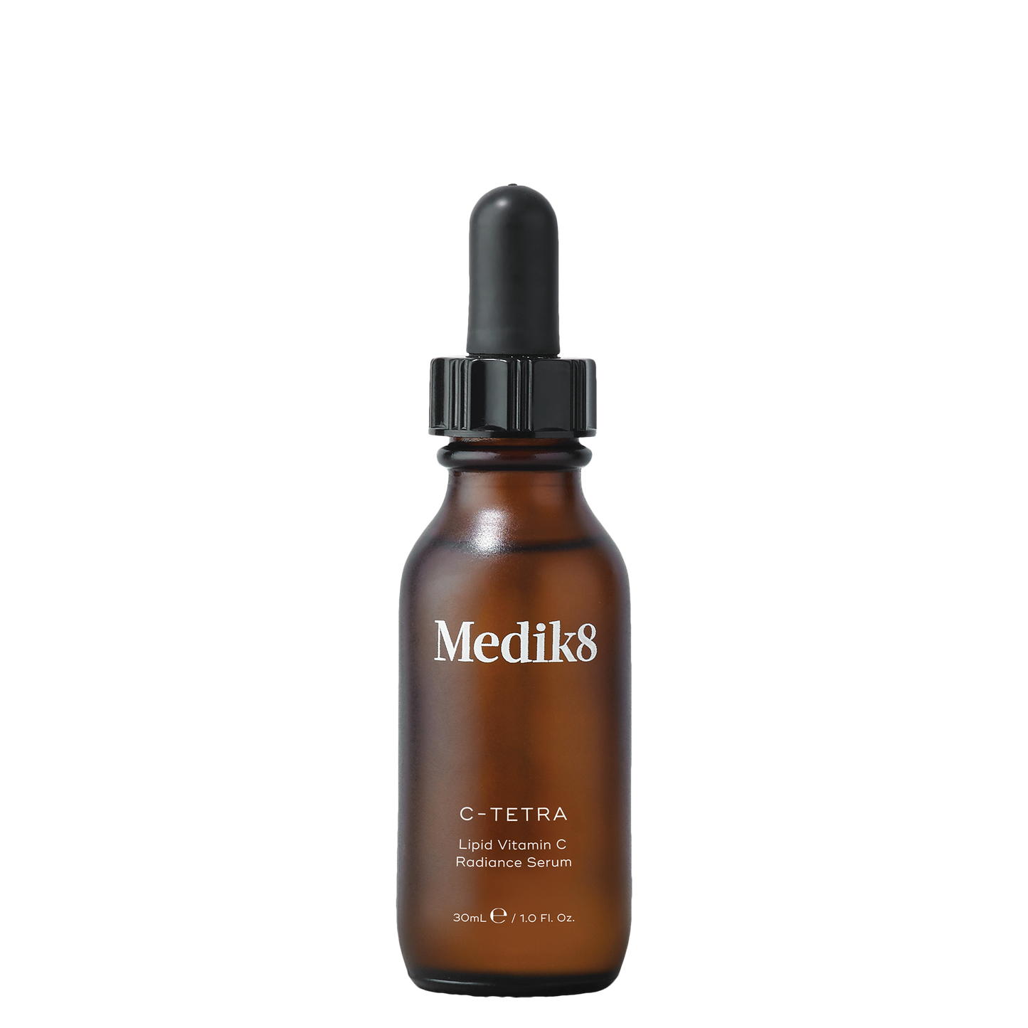 Medik8 C-Tetra 30ml in amber dropper bottle with black cap; lipid vitamin C radiance serum.
