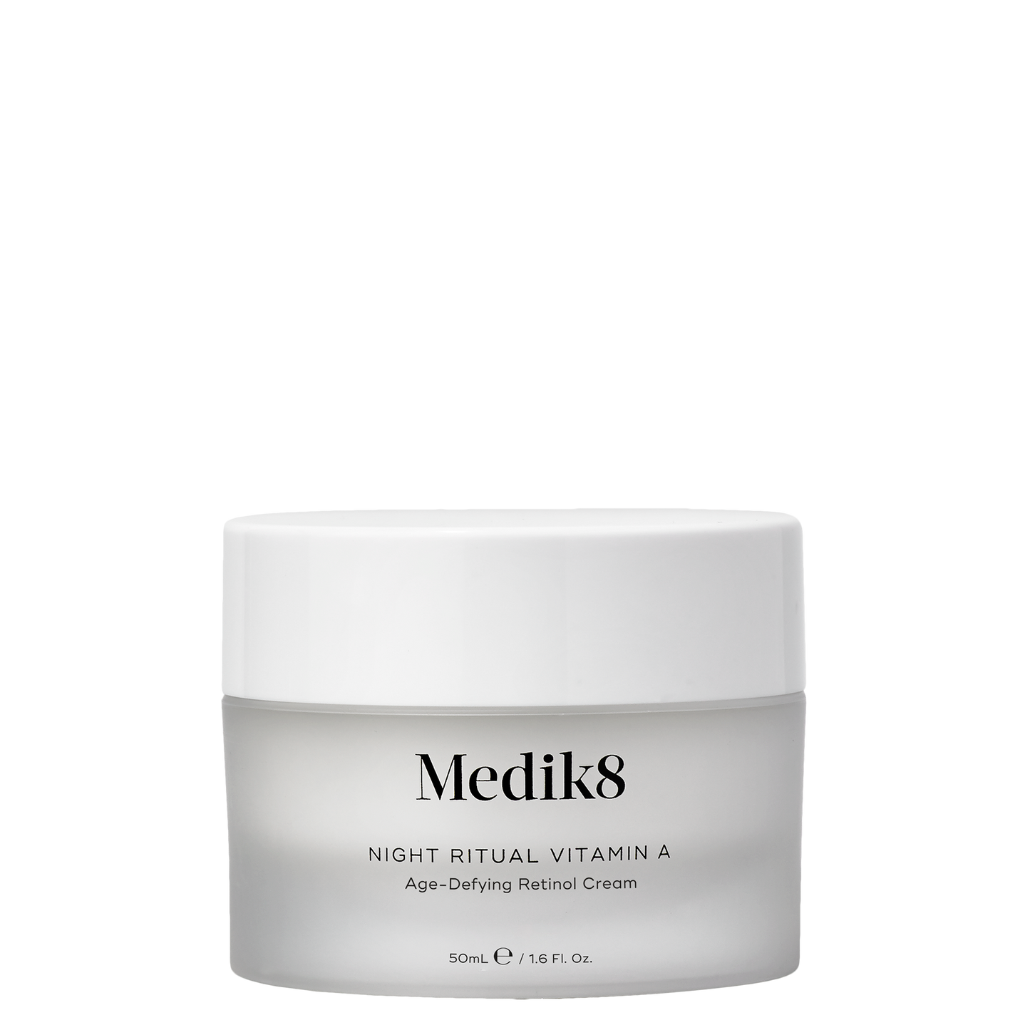 Medik8 Night Ritual Vitamin A, 50ml white jar with white cap, age-defying retinol cream.