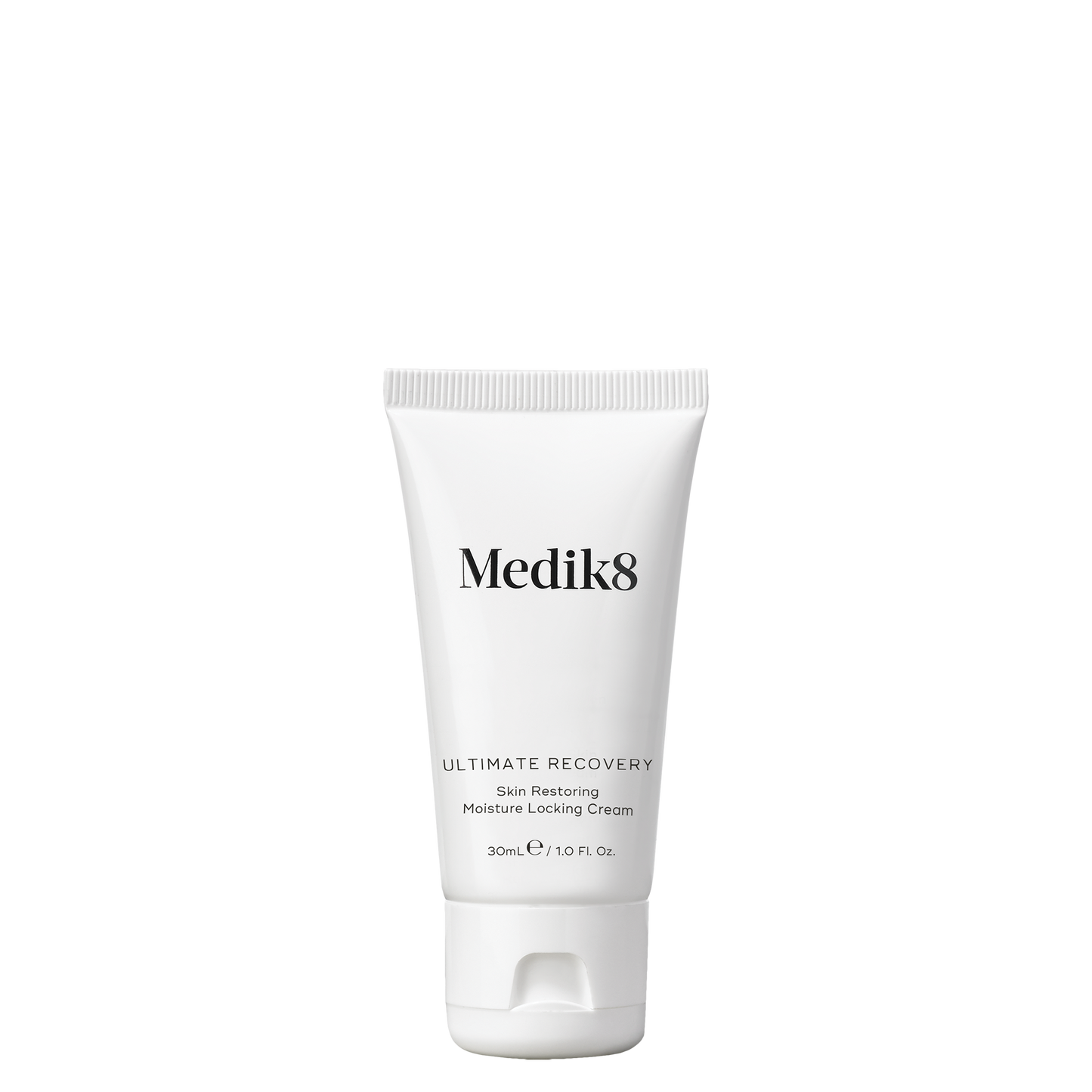Medik8 Ultimate Recovery 30ml: Small white tube holding nourishing recovery cream; aids in skin repair post-treatment.