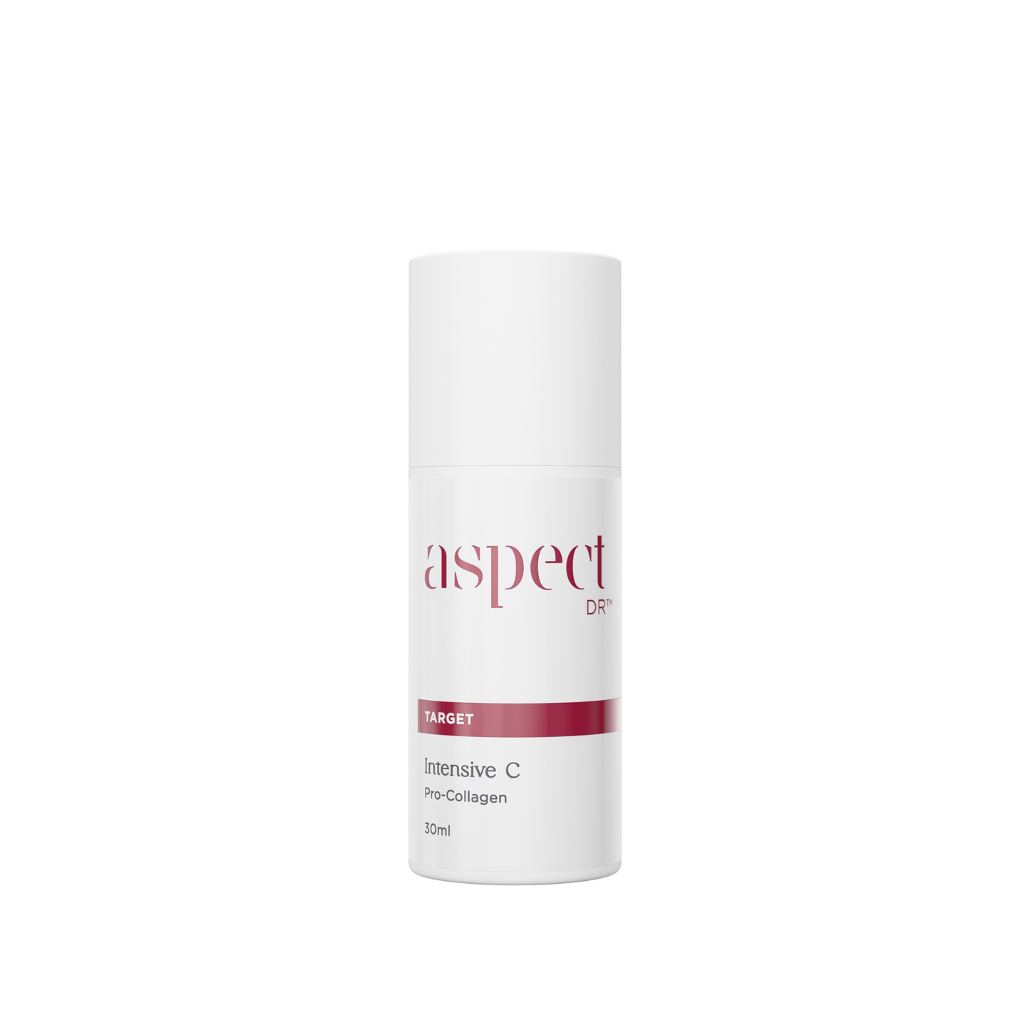 Aspect DR Intensive C, Pro-Collagen, in  a 30ml white airless pump bottle.