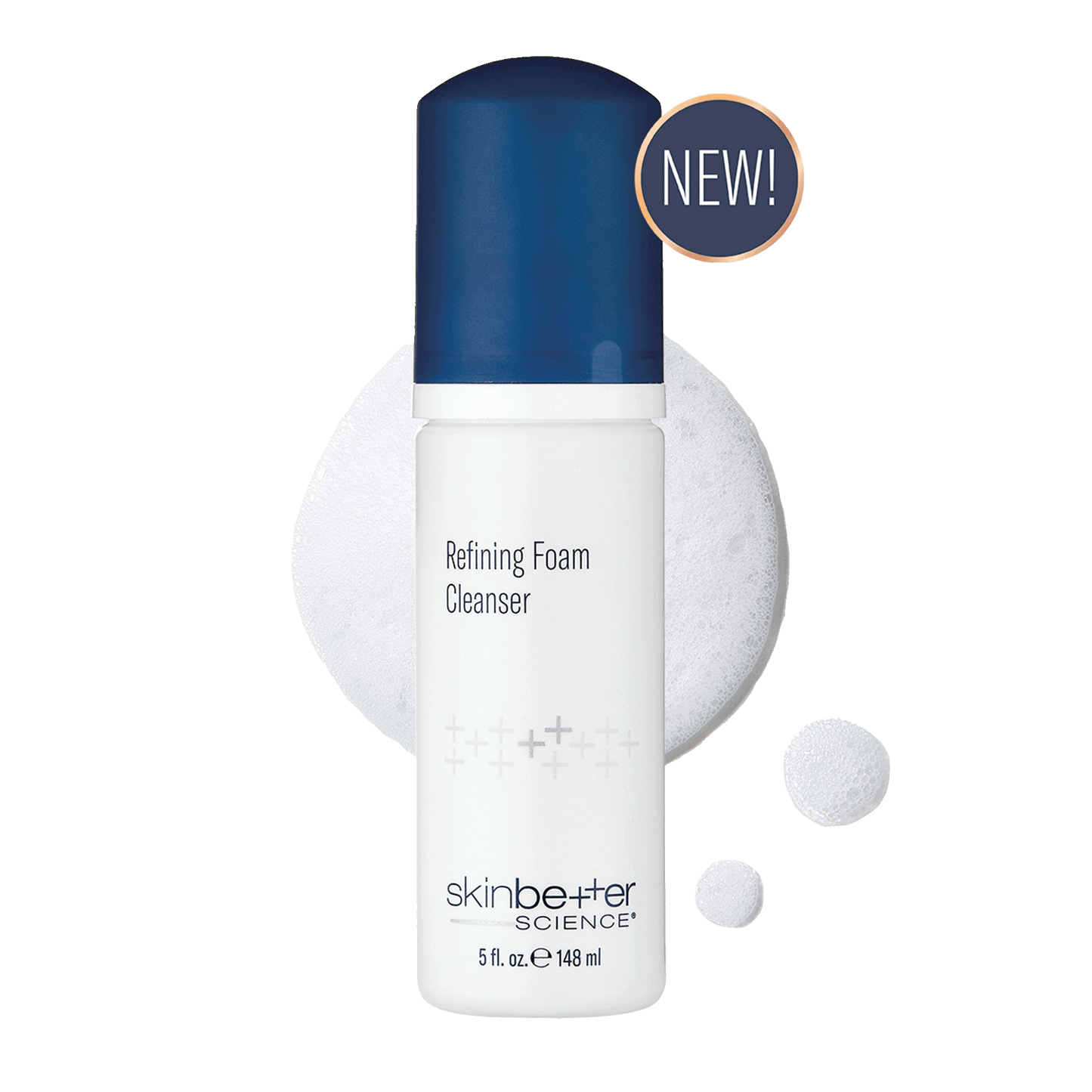 SkinBetter Science refining foam cleanser new product in white bottle with blue cap