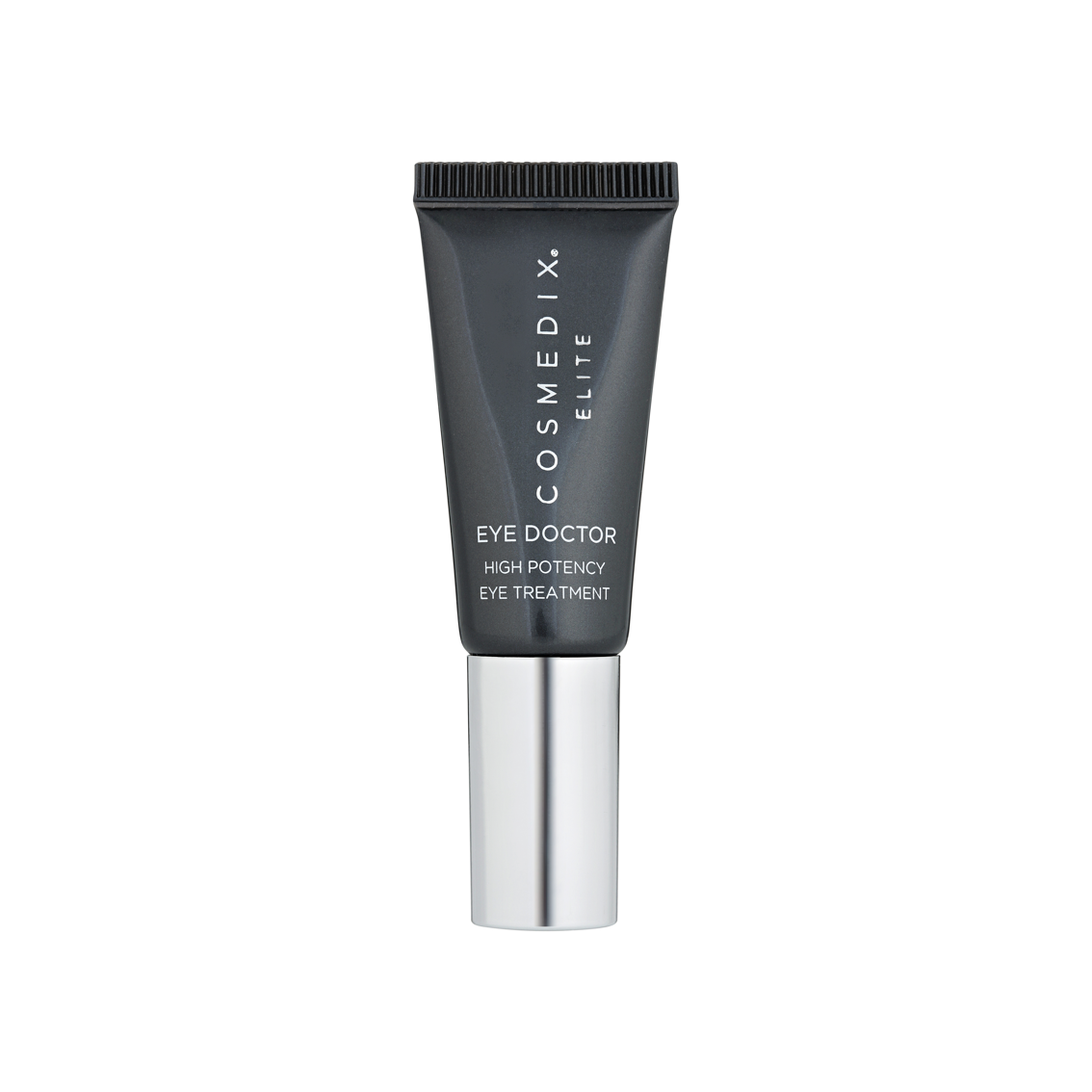 Cosmedix Elite Eye Doctor, 7g dark gray tube with a silver cap, high potency eye treatment.