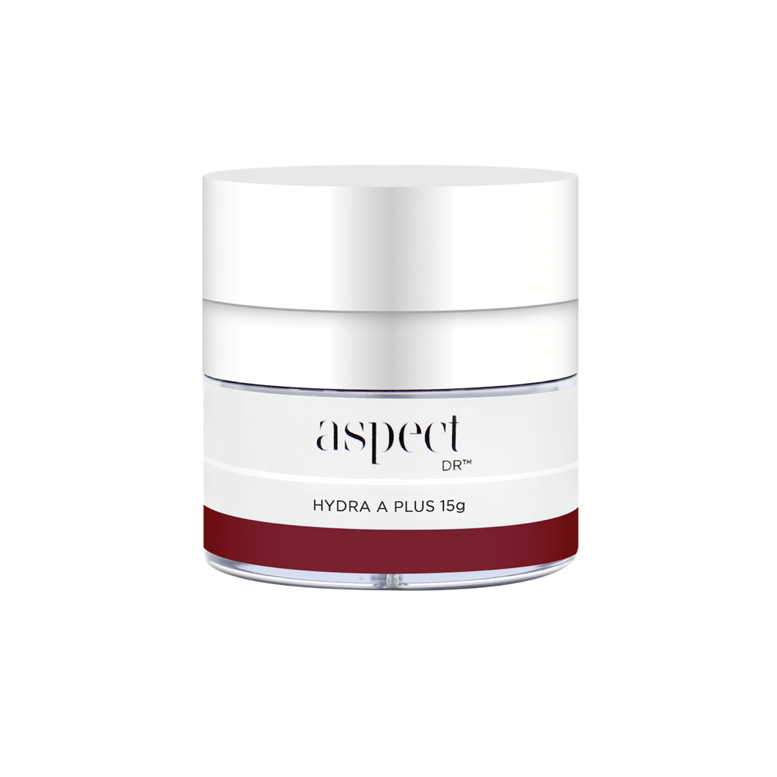 Aspect Dr Hydra A Plus, 15g small cosmetic jar with a silver cap.