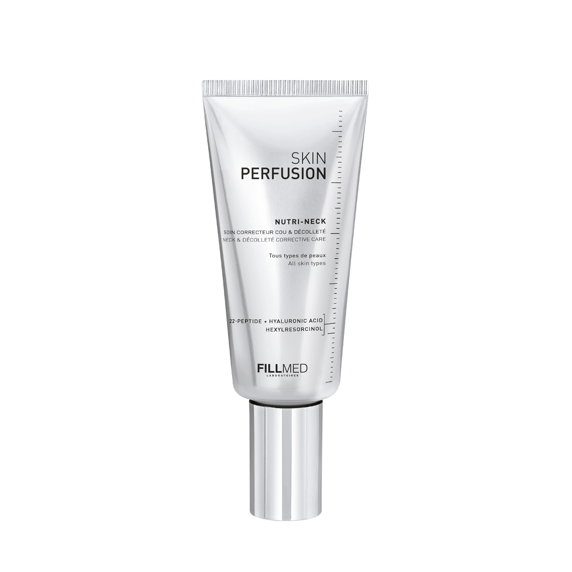Skincare tube labeled 'Skin Perfusion' by Fillmed on a white background