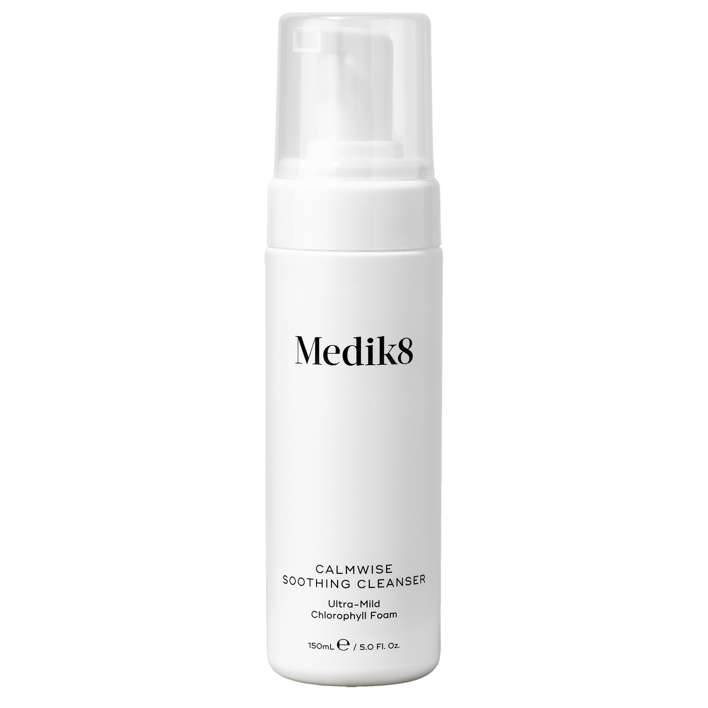 Medik8 Calmwise Soothing Cleanser, 150ml white pump bottle, ultra mild chlorophyll foam.