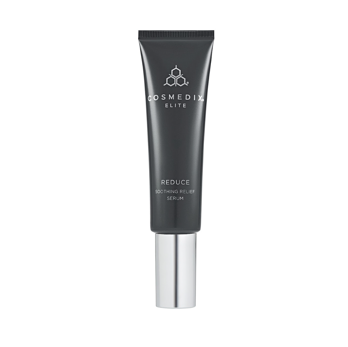 Cosmedix Elite Reduce 45g: gray squeeze tube with silver cap; redness-reducing serum, excellent for post treatment.