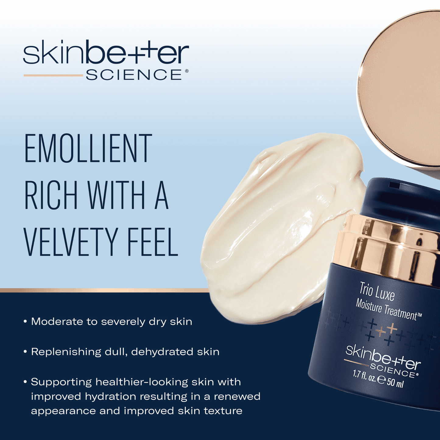 SkinBetter Science trio luxe moisture treatment description emollient rich with a velvety feel