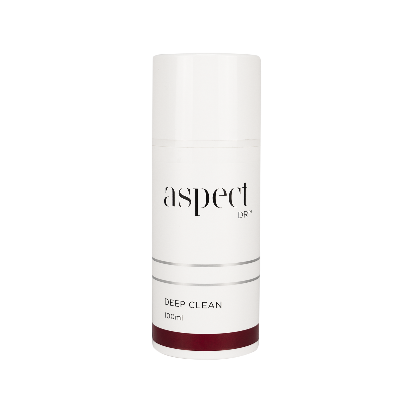 Aspect DR Deep Clean, 100ml clear plastic pump bottle with a white cap.