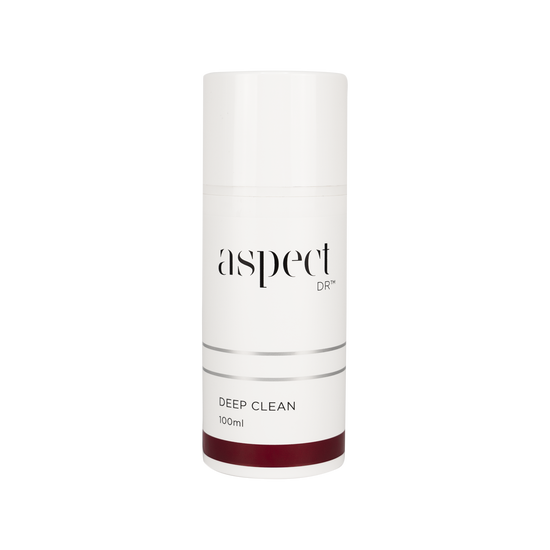 Aspect DR Deep Clean, 100ml clear plastic pump bottle with a white cap.