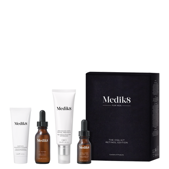 Medik8 CSA kit retinol edition for men bottles