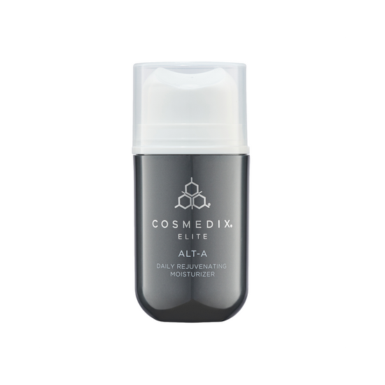 Cosmedix Elite Alt-A, 50ml airless pump bottle with sleek black and silver packaging, daily rejuvenating moisturizer.