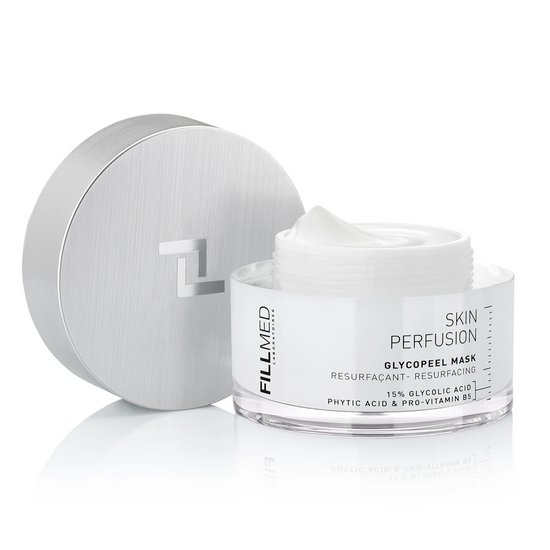 Fillmed Glycopeel Mask, 50ml silver lip opened transparent jar, white cream mask