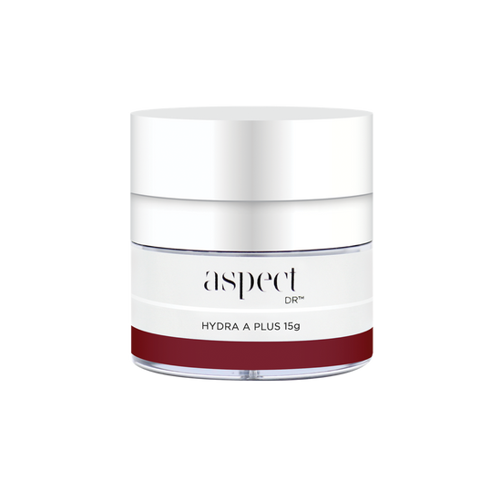 Aspect Dr Hydra A Plus, 15g small cosmetic jar with a silver cap. 
